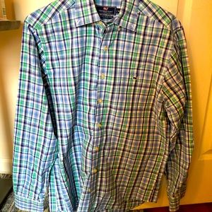 Green and Blue Checkered Vineyard Vines Button Down